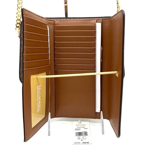Michael Kors Large EW Crossbody Bag & Large Trifold Wallet Brown/ Gold Crossbody Bags